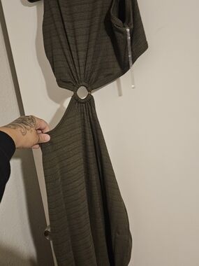 Arizona Jean Company Olive Ribbed Front Ring Dress